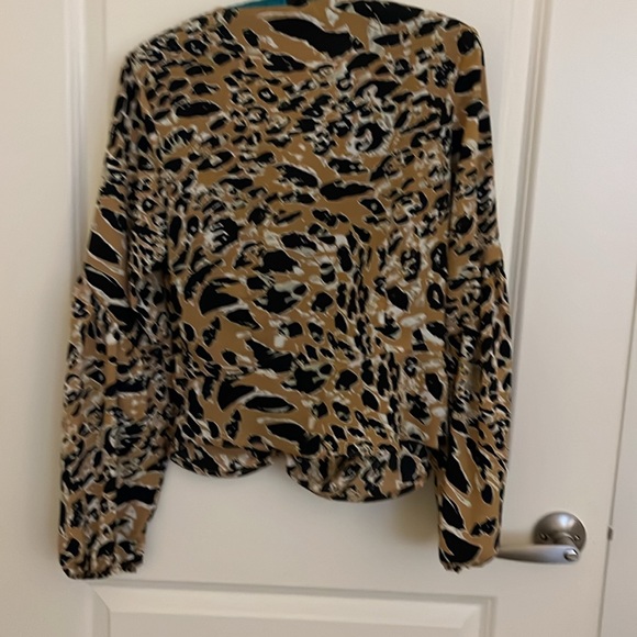 Small Women’s animal print blouse with the V-neck - Picture 3 of 4